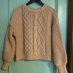 Free People Cable Knit Yellow Sweater